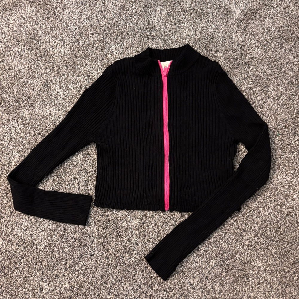Nicki Minaj crop zipper Sweater y2k Black EUC size Medium